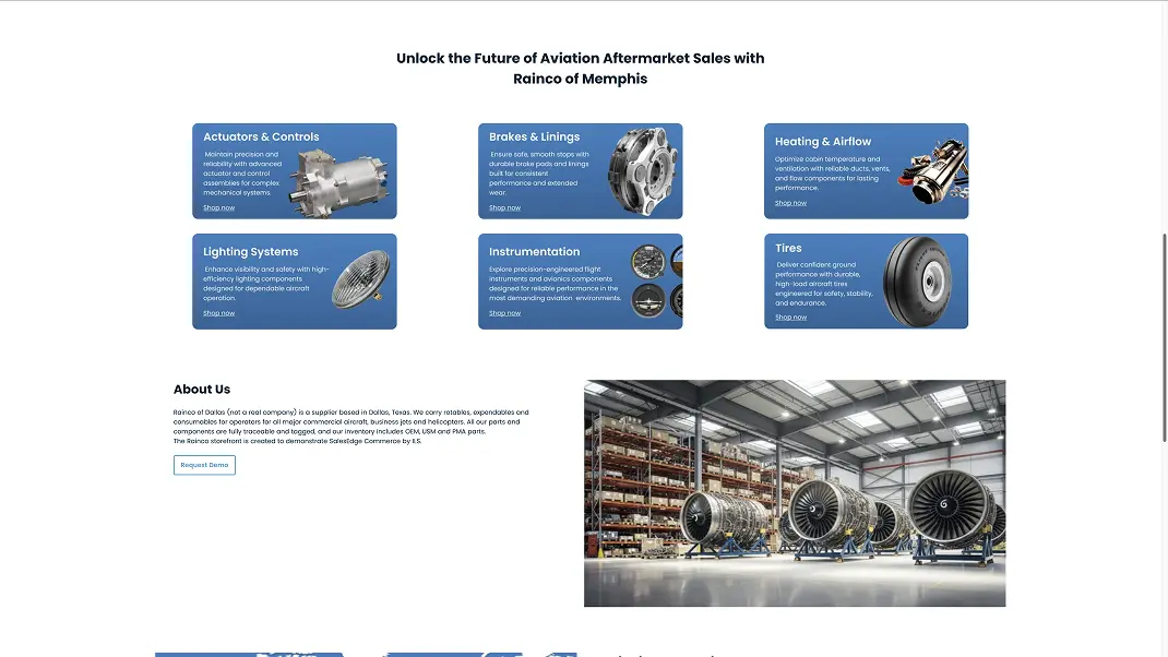 Explore aviation aftermarket sales and services including controls, brakes, lighting, and tires by Rainco of Memphis.